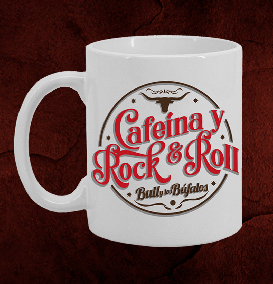 Bull y Los Búfalos Cafeina y Rock and Roll Mug (White)