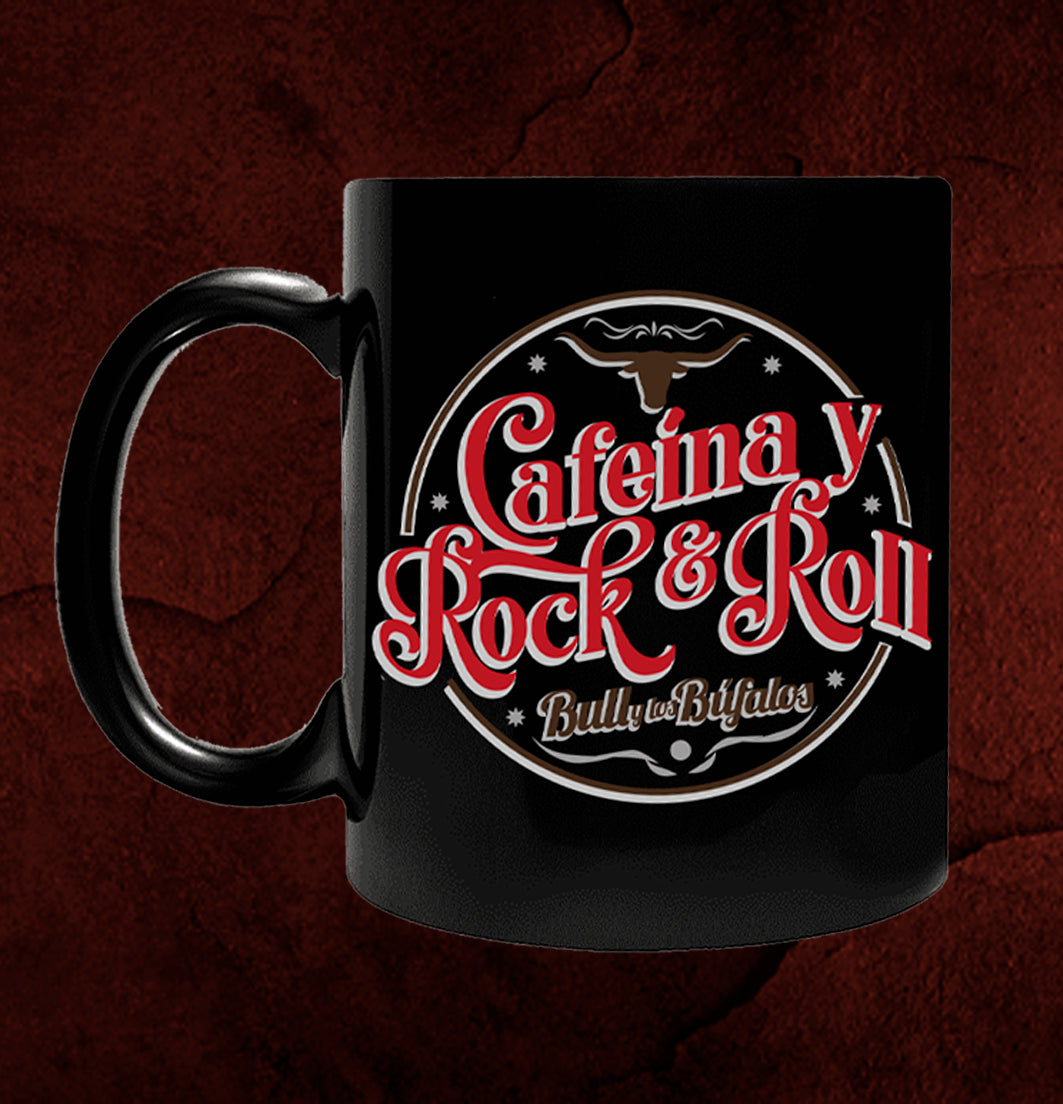 Bull y Los Búfalos Cafeina y Rock and Roll Mug (Black)